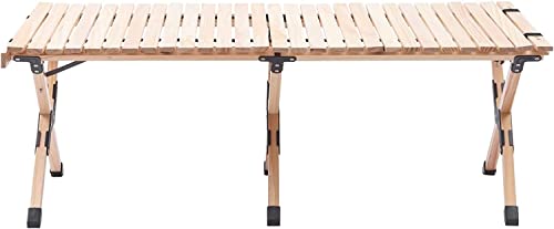 OMKUOSYA Portable Camping Table, Wooden Folding Beach Picnic Table with Carry Bag for Outdoor Cooking, Picnic, Camp, BBQ, Travel, Backyard Patio Party