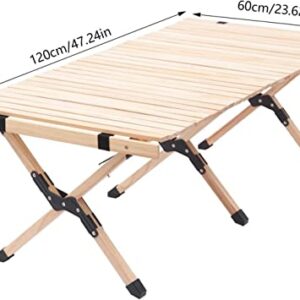 OMKUOSYA Portable Camping Table, Wooden Folding Beach Picnic Table with Carry Bag for Outdoor Cooking, Picnic, Camp, BBQ, Travel, Backyard Patio Party