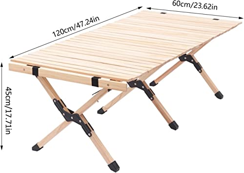 OMKUOSYA Portable Camping Table, Wooden Folding Beach Picnic Table with Carry Bag for Outdoor Cooking, Picnic, Camp, BBQ, Travel, Backyard Patio Party