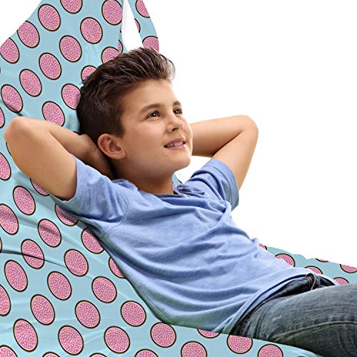 Ambesonne Dessert Lounger Chair Bag, Yummy Pie Flat Design with Pink Strawberry Jam and Colorful Sprinkles on Top, High Capacity Storage with Handle Container, Lounger Size, Multicolor