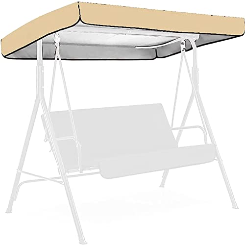 Swing Canopy Cover 3 Seater, Waterproof UV Resistent Patio Hammock Cover Swing Chair Top Cover Roof Sun Shade Sun for Outdoor Garden Patio 22.6.17 (Color : Beige, Size : 142 x 120 x 18cm)