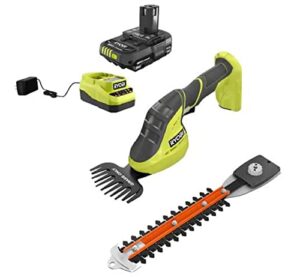 ryobi one+ 18v cordless grass shear and shrubber trimmer with 2.0 ah battery and charger