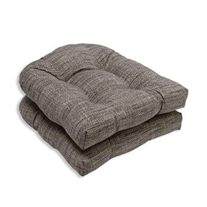 pillow perfect remi solid indoor/outdoor wicker patio seat cushion reversible, weather and fade resistant, round corner – 19″ x 19″, grey, 2 count