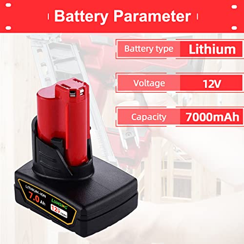 [Upgraded 7000mAh] 2Pack 48-11-2412 Replacement for Milwaukee M-12 Battery Lithium 48-11-2411 48-11-2420 48-11-2401 48-11-2402 48-11-2440