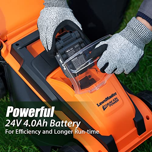 LawnMaster CLM2413A Cordless 13-Inch Lawn Mower 24V Max with 2X4.0Ah Battery and a Charger