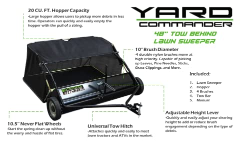 Yard Commander 48" Tow Behind Lawn Sweeper