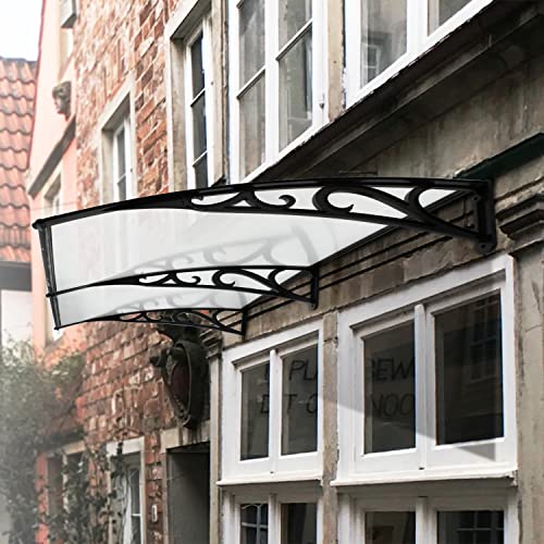 ZENY 40"x 80" Window Awning Canopy Overhead Door Awning Polycarbonate Cover Front Door Outdoor Patio Canopy Cover Sun Shetter,UV,Rain Snow Protection Hollow Sheet