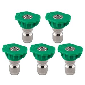 clean strike professional spray nozzles, green 25-degree spray tips with 1/4 inch quick connect fitting, 2.0 orifice and pressure washer rated 6200 psi, 5-pack