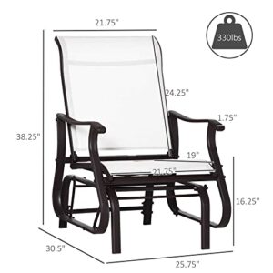 Outsunny Outdoor Swing Glider Chair, Patio Mesh Rocking Chair with Steel Frame for Backyard, Garden and Porch, White