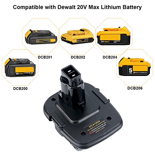 Biswaye DCA1820 Adapter 18V to 20V Replacement for Dewalt, Compatible with Dewalt 20V Lithium Battery DCB206 DCB207 to 18V XRP NiCad NiMh Battery DC9096 DW9096 DC9098 DC9099 DW9099