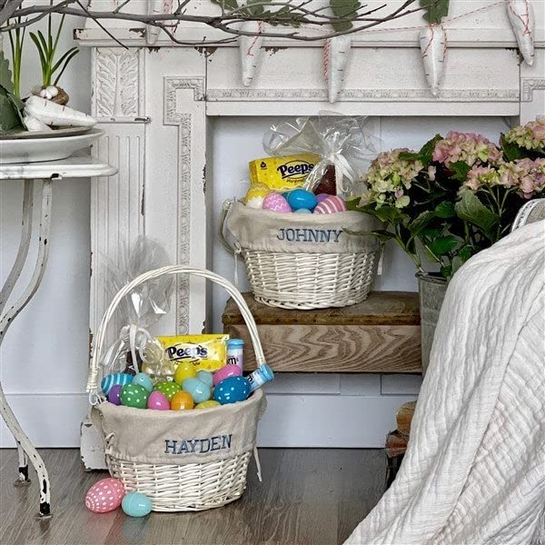 Personalization Universe Personalized Willow Easter Basket with Folding Handle- Lavender