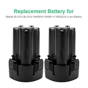 Shentec 2 Pack 10.8V 3.0Ah Li-ion Battery Compatible with Makita BL1013 Makita BL1014 194550-6 194551-4 195332-9 (Battery Charger Include)