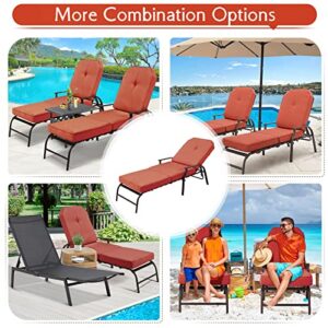 AECOJOY Lounge Chair, Outdoor Chaise Lounge with 5-Position Adjustable Backrest, Pool Chairs for Patio, Porch and Pool, Orange