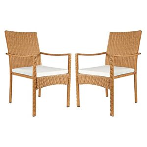 amazon brand – ravenna home set of 2 coastal outdoor patio dining chairs with cushion, weather-resistant pe rattan wicker – beige