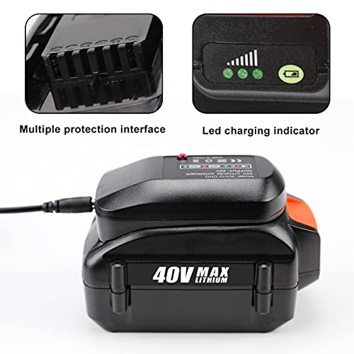 Powilling 40V WA3580 Lithium Battery for Worx 40V Battery WA3580 WG180 WG280 WG380 WG580 Replacement Worx 40V Lithium Battery with Worx 40V Lithium Portable Charger