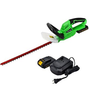 werktough 20v cordless hedge trimmer electric garden yard trimmer with 2.0a battery and fast charger ht001