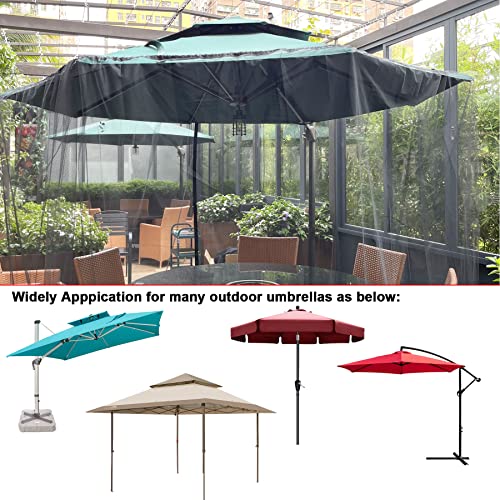 7.5-11ft Black Patio Umbrella Mosquito Netting, with Double Zipper Door, Polyester Mesh Net Screen Universal for Almost Outdoor Market Table Umbrellas & Cantilever Offset Hanging Umbrella w/Tilt