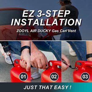 ZOOYL Gas Can Vent Caps Retrofit Kit 3 Packs, Enhances Flow for Faster Refills, Universal Fuel Tank and Gas Can Replacement Vent Valve Made of Durable Stainless Steel with Attached Silicone Rubber Cap