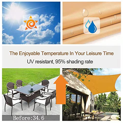 Waterproof Sun Shade Sail 12 x 12 x 12 ft Triangle 98% UV Resistant Canopy Awning Shelter for Outdoor Patio Garden Backyard Carport, Sand