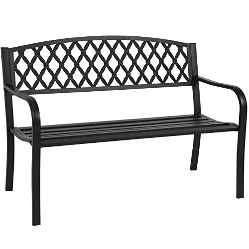 Best Choice Products 50" Patio Garden Bench Park Yard Outdoor Furniture Steel Frame Porch Chair Seat