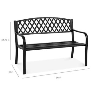 Best Choice Products 50" Patio Garden Bench Park Yard Outdoor Furniture Steel Frame Porch Chair Seat