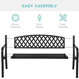 Best Choice Products 50" Patio Garden Bench Park Yard Outdoor Furniture Steel Frame Porch Chair Seat