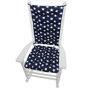 barnett home decor stars navy porch rocker cushions – indoor-outdoor: fade resistant, waterproof – latex foam fill rocking chair seat cushion & backrest pad set (extra-large, stars navy)