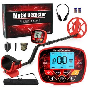 metal detectors for adults waterproof professional higher accuracy gold detector with lcd display, advanced dsp chip 10″ coil gifts for men dad father