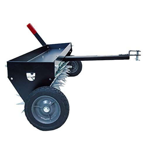 Brinly SAT-401BH-A Tow Behind Spike Aerator with Transport Wheels & Galvanized Steel 3D Tines