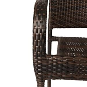 Patio Sense 63490 Rhodos Cafe Stacking Chairs in Mocha All Weather Wicker Construction No Assembly Lightweight for Indoor & Outdoor - Set of 4