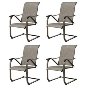 iwicker 4 pieces patio c spring motion steel mesh fabric dining chairs with high back