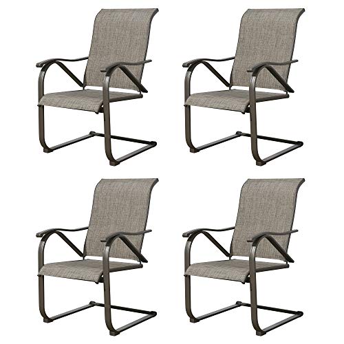 Iwicker 4 Pieces Patio C Spring Motion Steel Mesh Fabric Dining Chairs with High Back