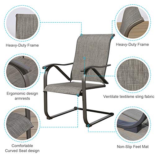 Iwicker 4 Pieces Patio C Spring Motion Steel Mesh Fabric Dining Chairs with High Back