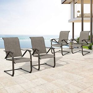 Iwicker 4 Pieces Patio C Spring Motion Steel Mesh Fabric Dining Chairs with High Back