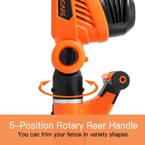 GARCARE 2 in 1 Electric Hedge Trimmer Corded - 4.8A Hedge Clippers with 20 inch Laser Cut Blade, Orange & Black