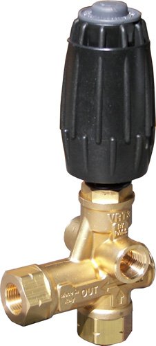 B E Pressure AL607EZ VRT3 Unloader with Easy Start, Inlet : 3/8" MNPT, Outlet : 3/8" MNPT, Bypass : 3/8" FNPT, 4500 psi, 8.0 GPM, 194 Degree F Temperature, Black/Brass