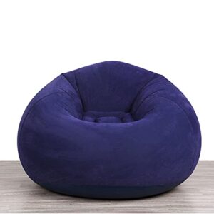 nbt deluxe inflatable flocking single beanless sofa, lazy sofa, chaise lounge, home leisure seat, suitable for home or outdoor (multiple colors) (dark blue)