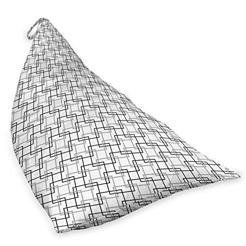 Ambesonne Geometric Lounger Chair Bag, Minimalist Pattern with Intersecting Squares Grayscale Lattice Mosaic, High Capacity Storage with Handle Container, Lounger Size, Black Pale Grey White
