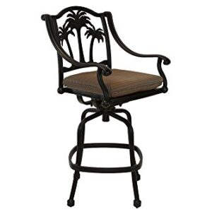 theWorldofpatio Palm Tree Cast Aluminum Powder Coated Barstool - Set of 6 - Antique Bronze