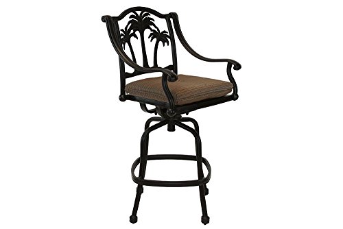 theWorldofpatio Palm Tree Cast Aluminum Powder Coated Barstool - Set of 6 - Antique Bronze