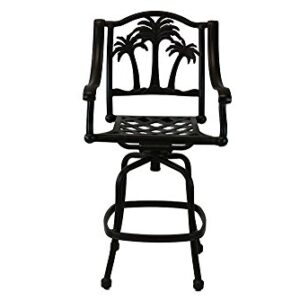 theWorldofpatio Palm Tree Cast Aluminum Powder Coated Barstool - Set of 6 - Antique Bronze