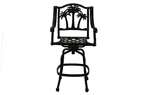 theWorldofpatio Palm Tree Cast Aluminum Powder Coated Barstool - Set of 6 - Antique Bronze