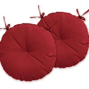 ROSNINIKA 2 Pack Round Bistro Seat Cushions Bistro Chair Cushion Round Cushion Outdoor Chair Cushions with Ties 15x15x4 Inches Wine Red