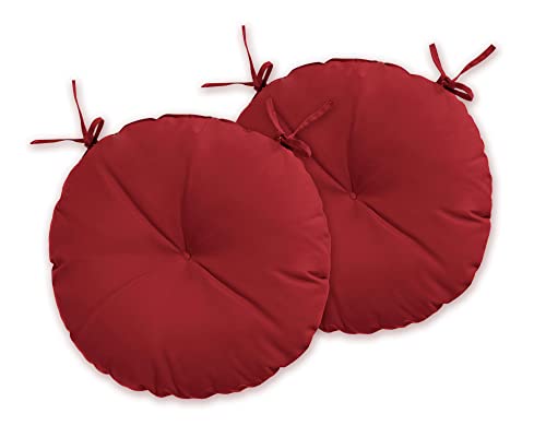 ROSNINIKA 2 Pack Round Bistro Seat Cushions Bistro Chair Cushion Round Cushion Outdoor Chair Cushions with Ties 15x15x4 Inches Wine Red