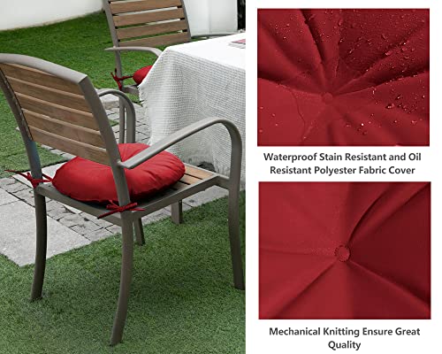 ROSNINIKA 2 Pack Round Bistro Seat Cushions Bistro Chair Cushion Round Cushion Outdoor Chair Cushions with Ties 15x15x4 Inches Wine Red