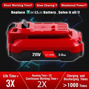 【Uprade】 TenHutt 2 Pack 20V 3.0Ah Replacement Battery for Craftsman V20 Lithium Ion Battery CMCB205 CMCB204 CMCB206 CMCB202 CMCB201 20V Cordless Power Tools