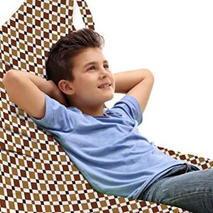 ambesonne earth tones lounger chair bag, tile mosaic of big and small squares in different brown shades print, high capacity storage with handle container, lounger size, brown and pale brown