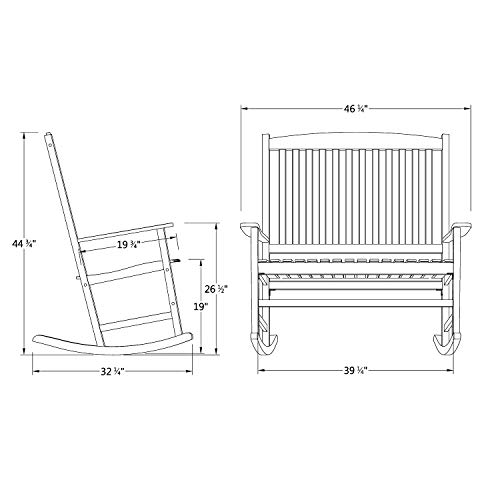 Cambridge Casual Bentley Porch Double Rocker, White