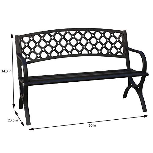 MAYPEX 4 Ft. Steel Garden Bench Patio Chair Yard Park Seating Outside Furniture 2-Person Loveseats