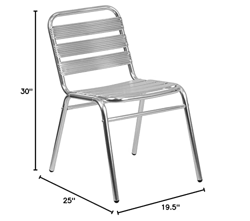 Flash Furniture 4 Pack Commercial Aluminum Indoor-Outdoor Restaurant Stack Chair with Triple Slat Back